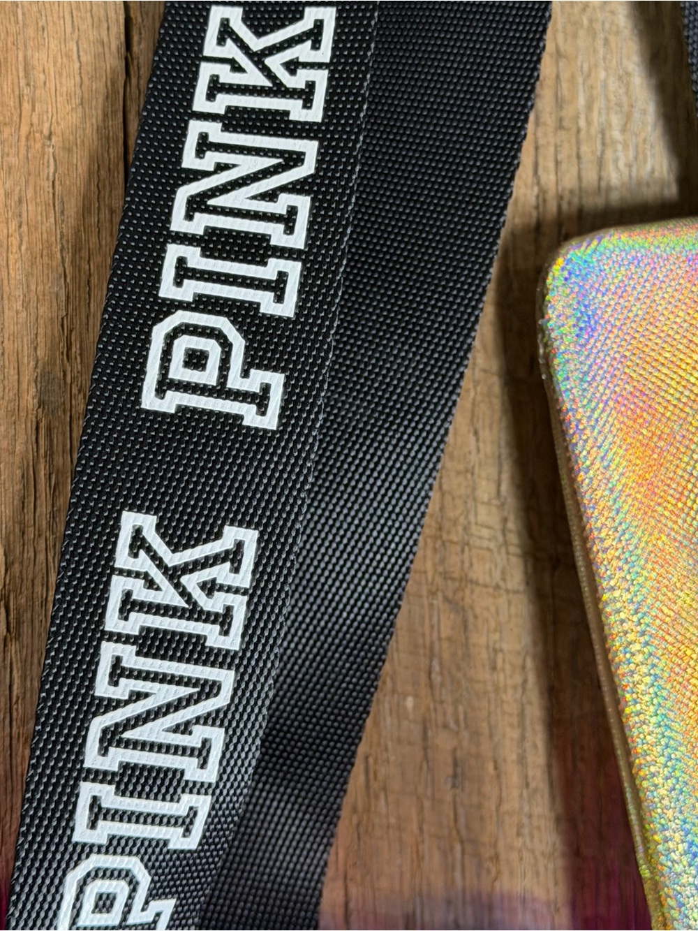 PINK Victoria's Secret Iridescent Holographic Tote Bag with Wristlet - Picture 5 of 7